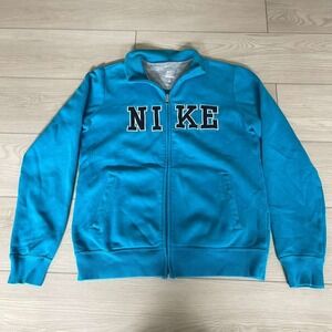 Nike Full Zip Track Jacket Womens Medium Blue Embroidered Spell Out Swoosh Y2k